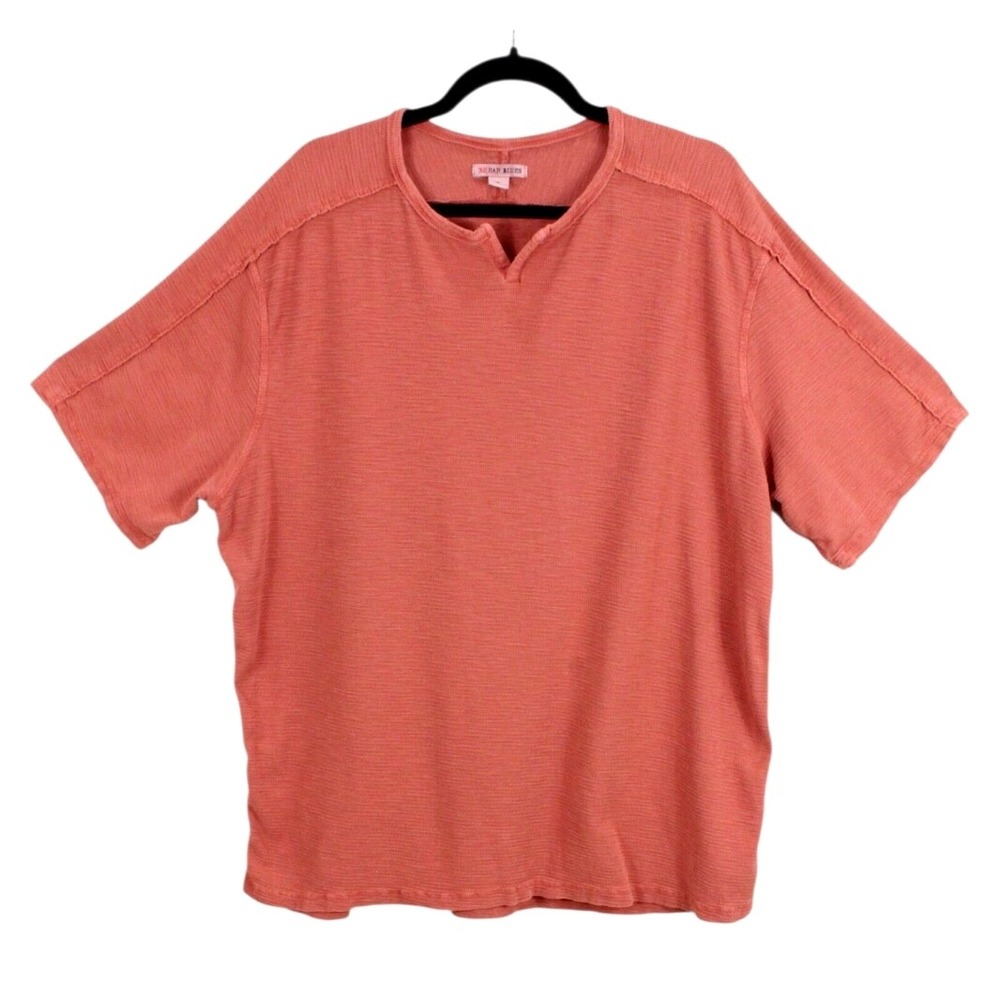 32 Bar Blues Thermal Mens Top XL waffle weave Short Sleeve Burnt Orange